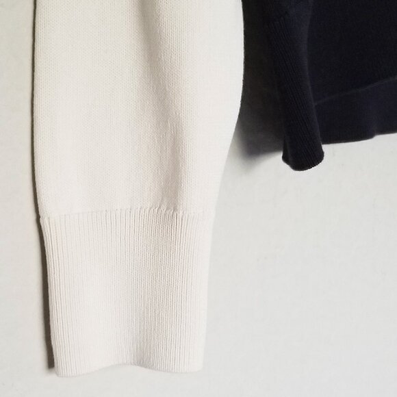 COS Striped Cardigan 100% Cotton V Neck Cream Black Relaxed Fit Size S Preppy - Picture 15 of 16